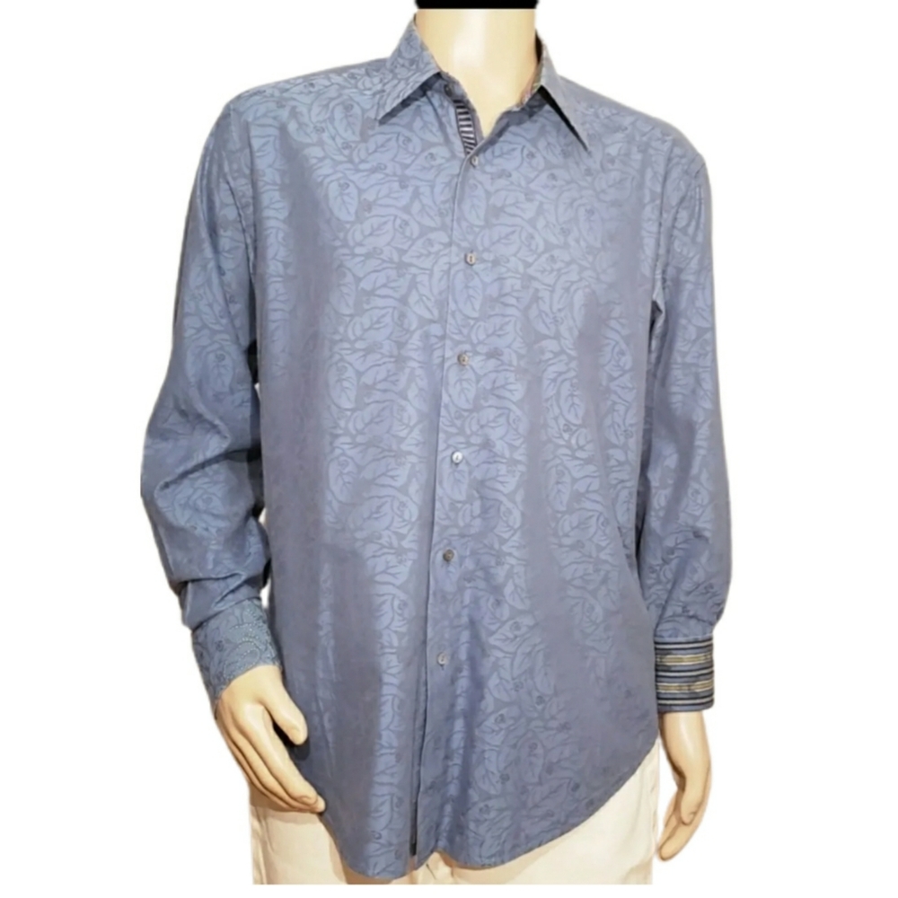 Robert Graham Button Up Shirt Floral Decorative Cuff Men's Size Large